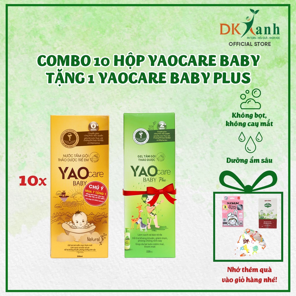 Combo 10 nước tắm Yaocare baby cho bé ĐÃ TÍCH ĐIỂM SẴN đổi quà luôn là 1 chai gel tắm bé Yaocare baby plus