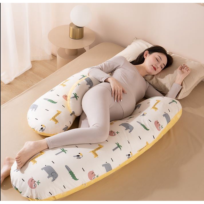 Gối ôm cho bà bầu Chữ U cao cấp 3 trong 1 thay thế dáng cánh tiên, tháo rời dễ dàng sử dụng cho cả mẹ và bé