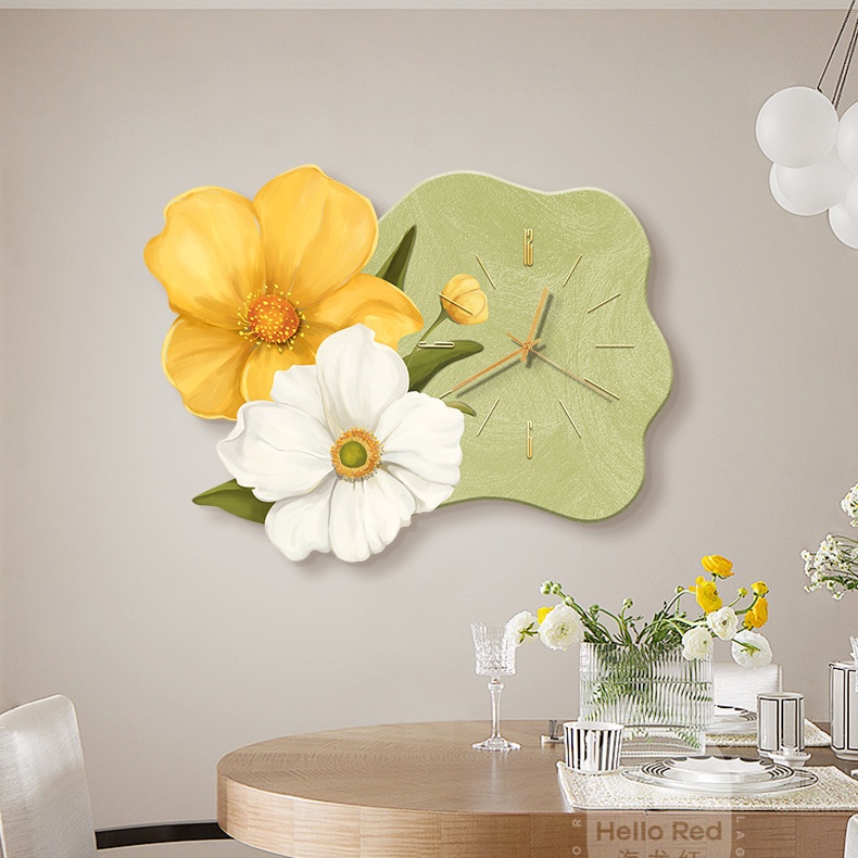 Đồng Hồ Treo Tường kim Trôi Hình Bông Hoa 3D Tích Hợp Đèn Led Có Điều Khiển Từ Xa