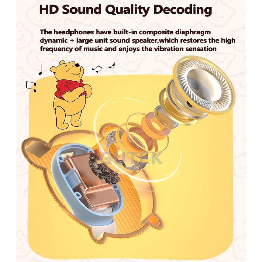 Tai nghe bluetooth không dây Gutek Disney LF220 v5.2 chính hãng âm thanh HIFI có mic đàm thoại