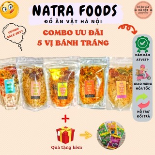 COMBO 5 bánh tráng trộn thập cẩm, sate bò cay, cuộn tôm bơ, sate sợi ngũ vị, thập cẩm ngũ vị | Natra Foods