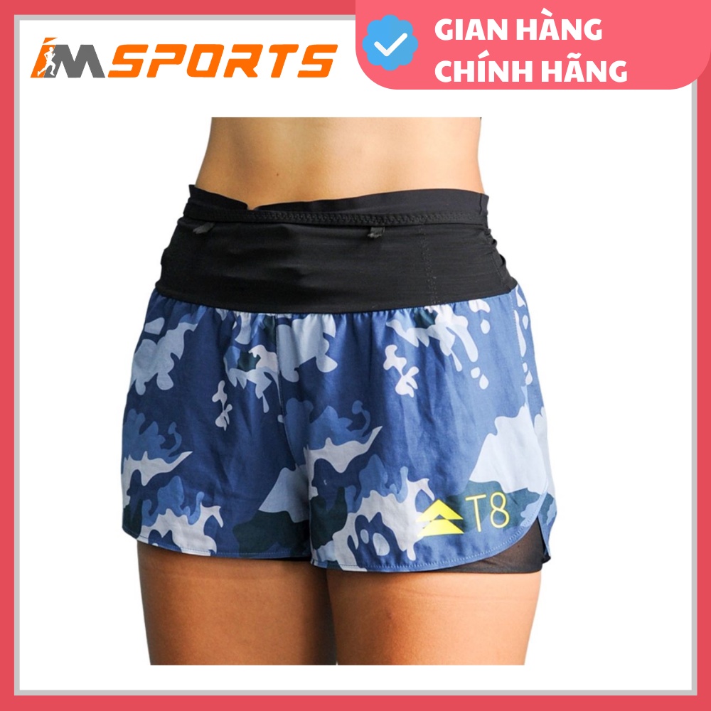 Quần Chạy Bộ Nữ T8 Women Sherpa Shorts - Camo Blue