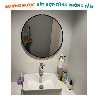 gương led tròn treo tường nhà tắm decor  bàn trang điểm có đèn led cảm ứng đổi 3 màu  cao cấp đường kích D60