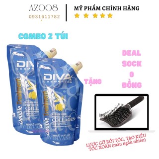 ủ tóc collagen Diva ,hấp collagen phục hồi tóc hư tổn túi 500ml AZ008 tặng nón trùm ủ tóc