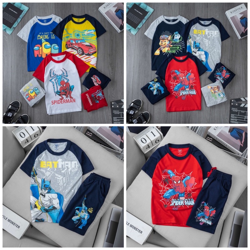 Bộ cotton G.A.P đẹp xuất sắc cho bé trai 2-7y form to (11-30kg). Chất cotton mát lịm tim, ngoài đẹp hơn ảnh