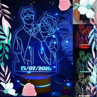 Đèn khắc hình theo yêu cầu, đèn ngủ led 3d trang trí decor phòng 16 màu có điều khiển