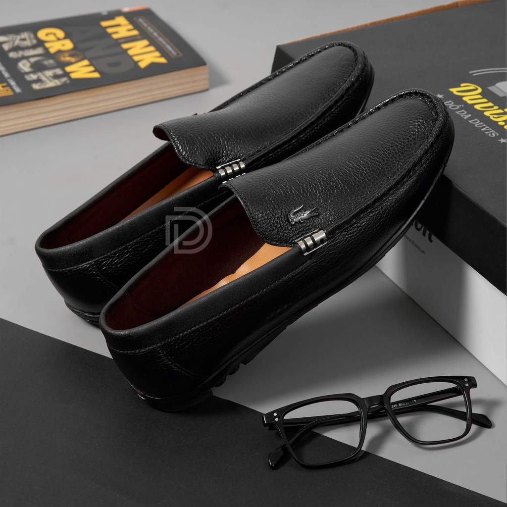 Giày Lười Nam Da Bò - Xưởng giày da Chu Hải Nam L020 - Đen Nâu