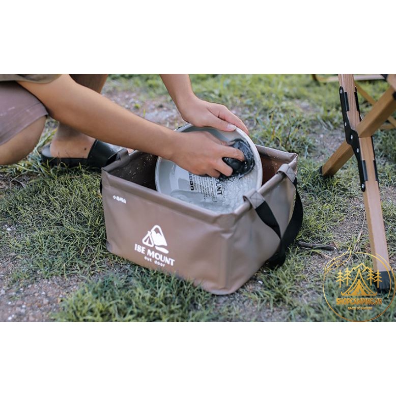 Xô nước gấp gọn hình vuông Ise Mount, xô đựng nước dã ngoại cắm trại - Camping VietNam