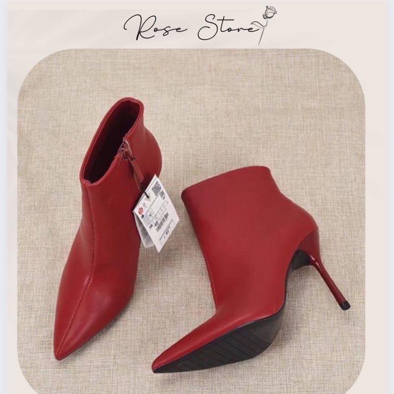 Boot đỏ ZARA hàng xuất khẩu chính hãng đẹp thời thượng da siêu mềm