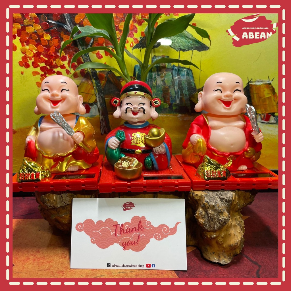 Tượng phật chú tiểu gõ mõ tụng kinh để trang Trí  xe hơi ô tô, Bàn Làm Việc, phong thủy tốt gia đạo bình an