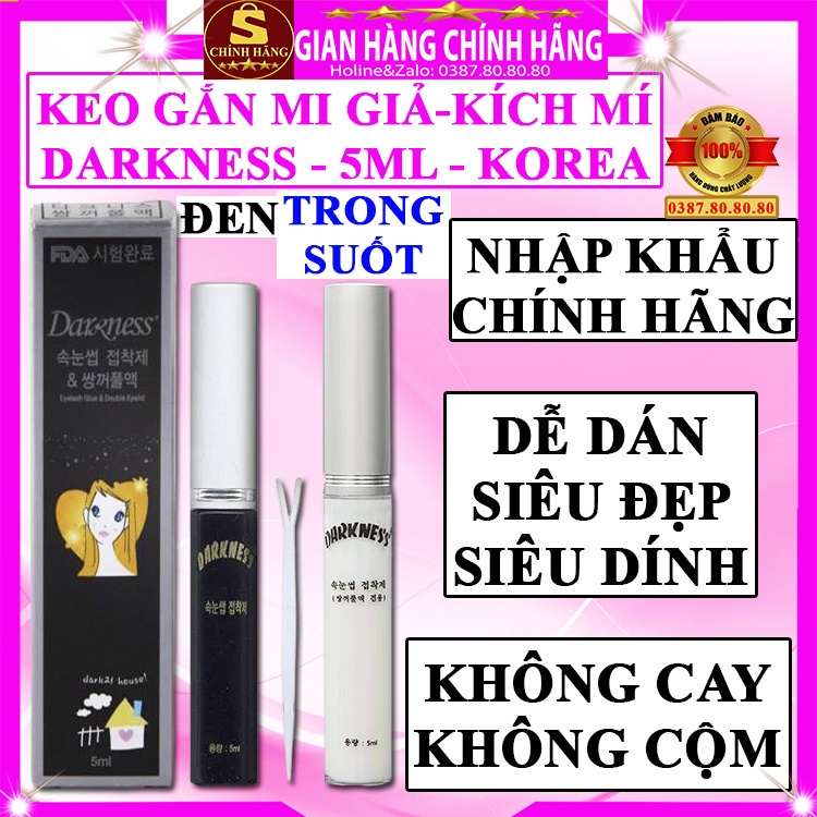 Keo dán mi giả kích mí mắt lông mày siêu chắc chính hãng Darkness hàn quốc màu đen trong suốt không cay nhanh khô 5ml