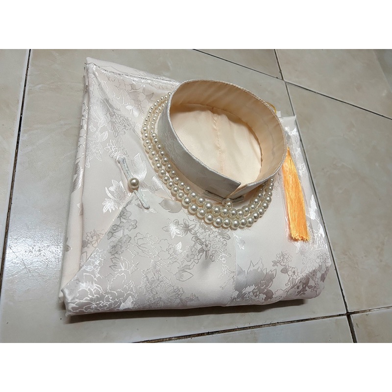 Áo tấc tơ tằm trắng kem