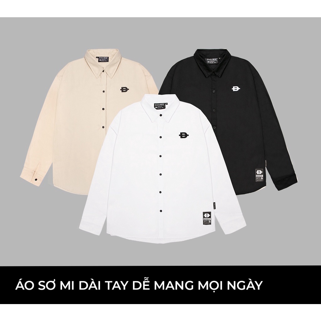 Áo sơ mi nam nữ dài tay form rộng nhiều màu local brand Davies Long Sleeve Uni Shirt | D27-S8