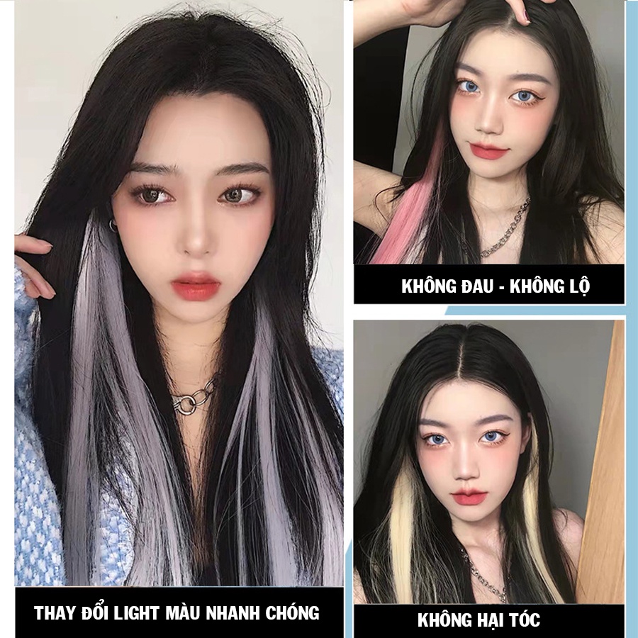 Tóc light dán nối sơi tơ mành cao cấp, light dán điểm tô mái tóc