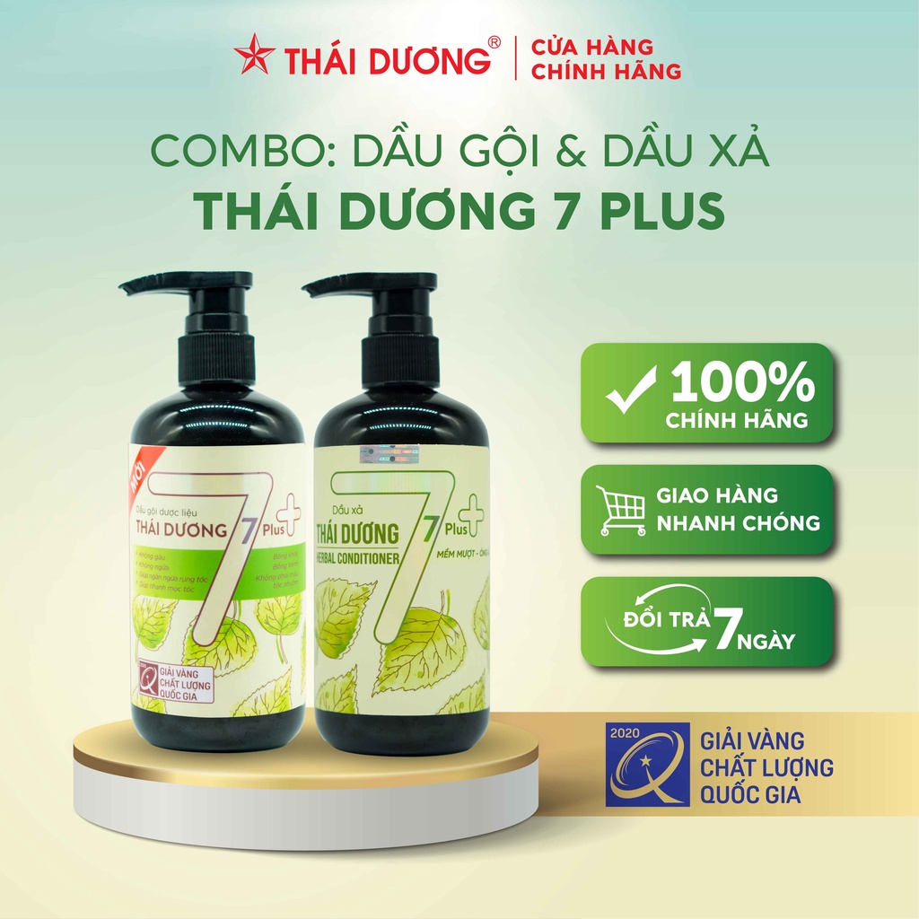 Cặp Dầu gội &amp; Dầu xả dược liệu Thái Dương 7 Plus - Sao Thái Dương