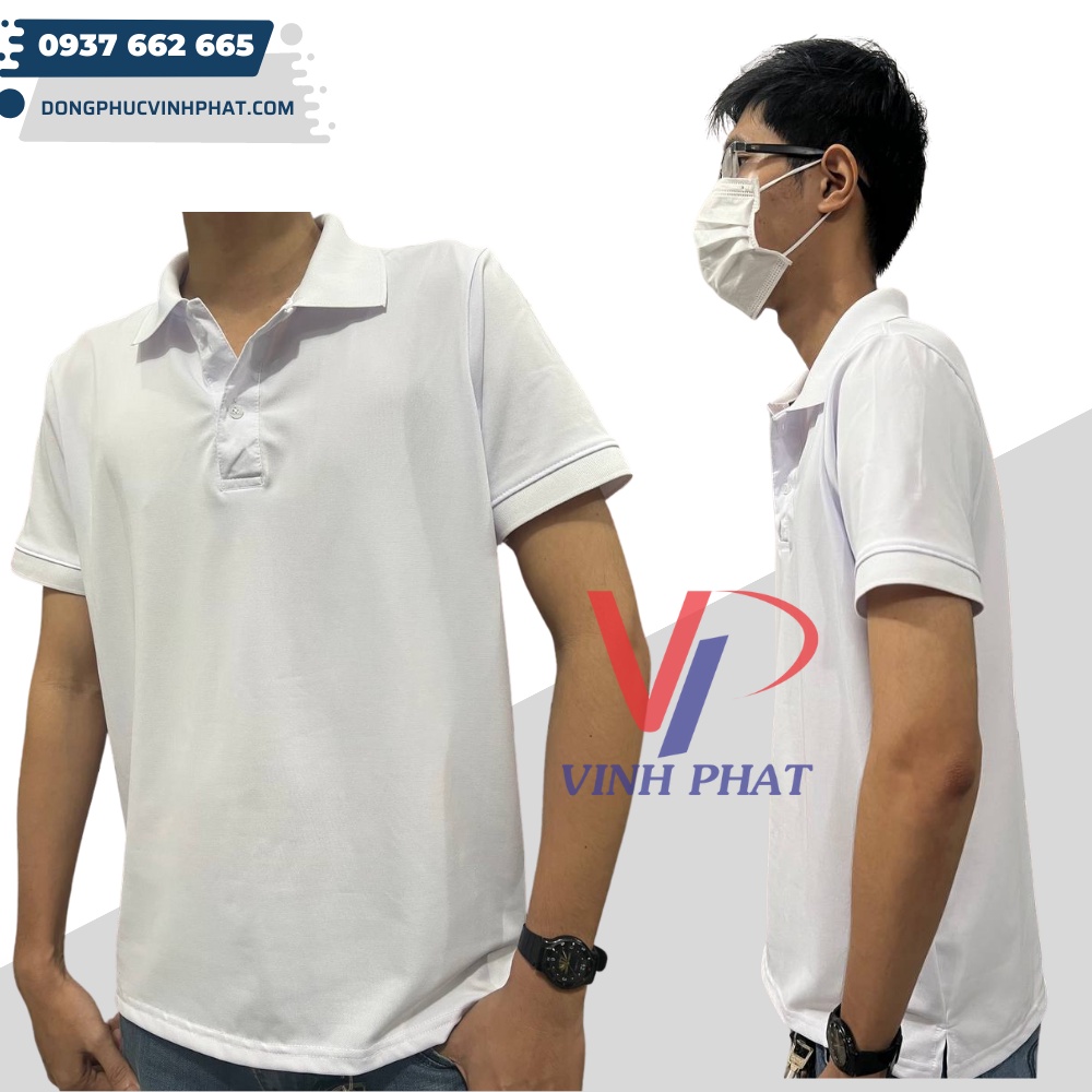 Áo Thun Polo Có Cổ Ngắn Tay Nam Màu Xanh Ya, Màu Trắng Vải Cá Sấu Thoáng Mát, Thấm Hút Tốt - Hình Thật