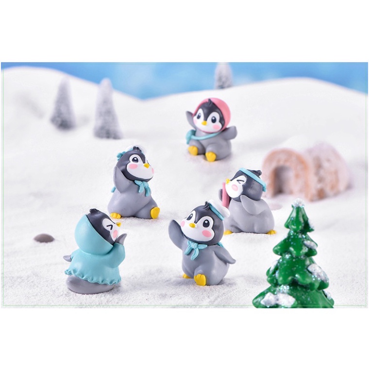 Đồ Trang Trí Ô Tô Bàn Làm Việc Set 6 Chú Chim Cánh Cụt Xanh Cute Decor Phòng Ngủ Bàn Học - Phụ Kiện Oto Hitechcar