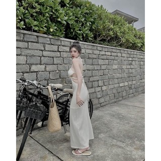 Đầm len xốp 2 dây body maxi mai phương bùi