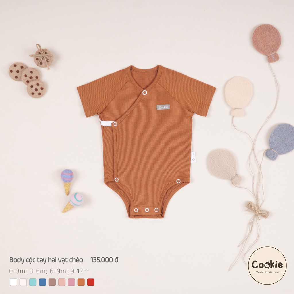 Bộ bodysuit cộc tay 2 vạt chéo cookie size 0-3m, 3-6m, 6-9m, 9-12m - ảnh sản phẩm 4