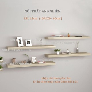 Kệ gỗ gắn tường sâu 15cm kèm vít âm tường