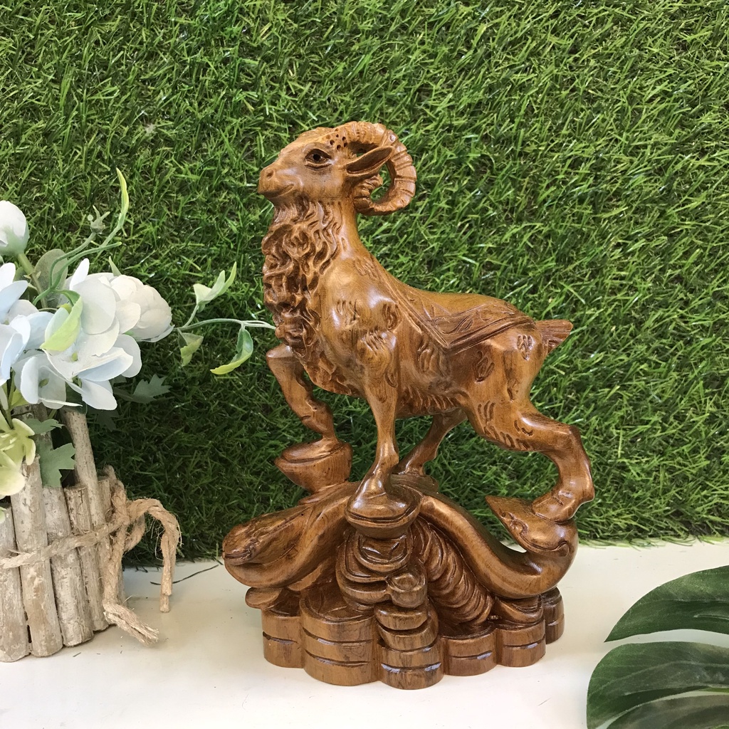 Dê đứng thỏi vàng cao 20cm gỗ bách xanh thơm, hương đá nam phi