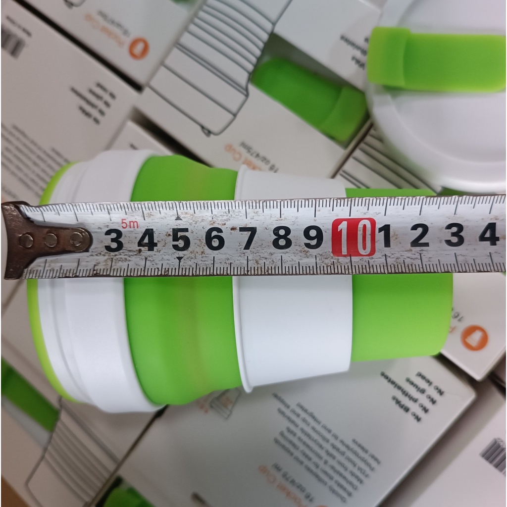 Ly cốc gấp gọn silicon, Bình uống cà phê trà nóng lạnh 475ml có nắp đậy tiện dụng mang đi du lịch