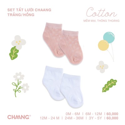 [CHAANG] Set 2 đôi tất lưới hồng và trắng Chaang