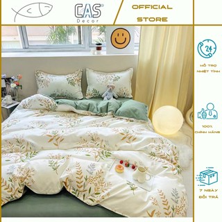 Bộ Chăn Ga Gối Cotton PL Hình Hoa Cỏ May, Chất Liệu Thoáng Mát Đủ Kích Thước CAS Decor