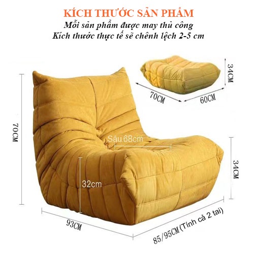 Ghế lười Sofa Togo Armchair da thật nhiều màu phong cách Bắc Âu Thư Giãn hiện đại bọc da Tinh Tế | BigBuy360 - bigbuy360.vn