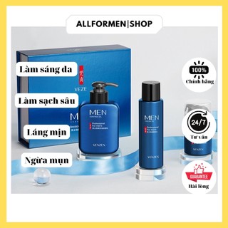 Combo mỹ phẩm nam cao cấp VEZE, bao gồm sữa rửa mặt, toner, kem dưỡng ẩm, làm sạch sâu, ngừa mụn