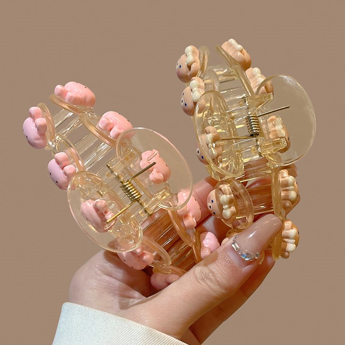 Kẹp Tóc Cuộn Hình Gấu + Thỏ Dễ Thương Phong Cách Hàn Quốc Cho Nữ