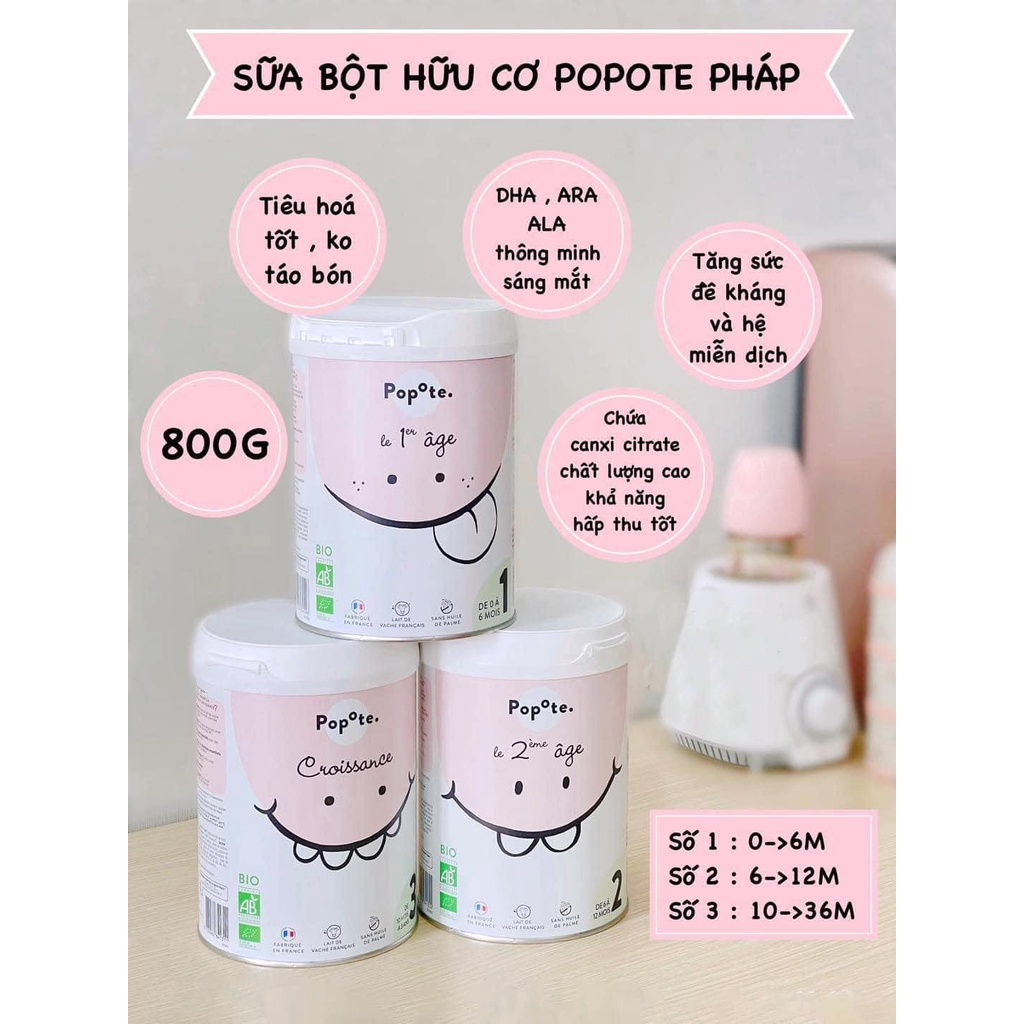 Sữa bột hữu cơ popote Pháp
