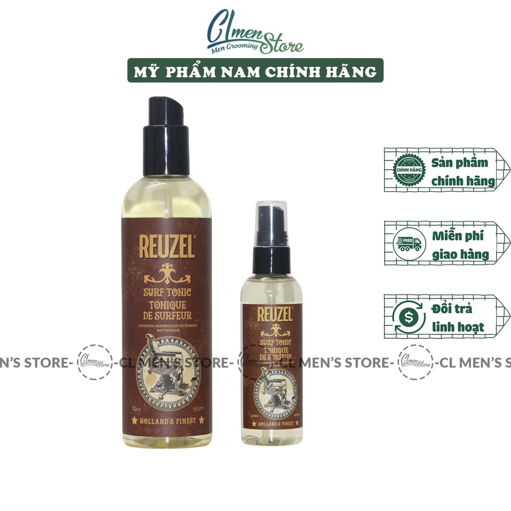 Xịt tạo phồng tóc Reuzel Surf Tonic - Sea Salt Spray 100ml - 355ml | Prestyling bảo vệ nhiệt cho tóc