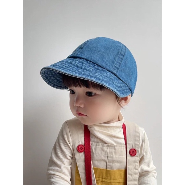 Mũ nón lưỡi trai vành rộng chất jean cho bé 8-36 tháng