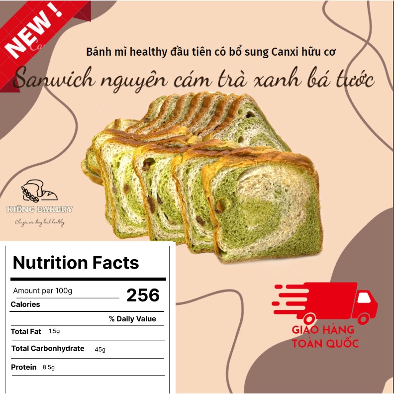 Bánh Sandwich Nguyên Cám Matcha Trà Bá Tước EATCLEAN 250g