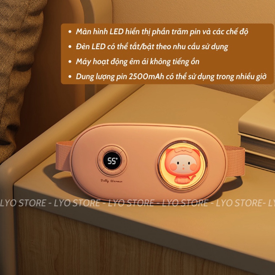 Máy massage sưởi ấm bụng AIFS, đỡ đau bụng đau lưng cho cô gái đến Kì, Đai đeo dùng đồ nóng chườm món quà teen girls FER