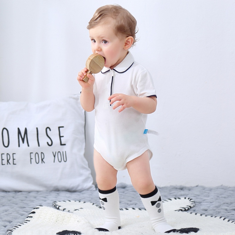 Body Trắng Polo Ngắn Tay Bé Trai 3-12 Tháng -Hàng cao cấp