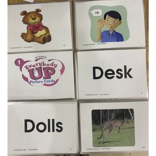 Flashcard Everybody Up 1 bản 2nd edition khổ A5 in 2 mặt ép plastic