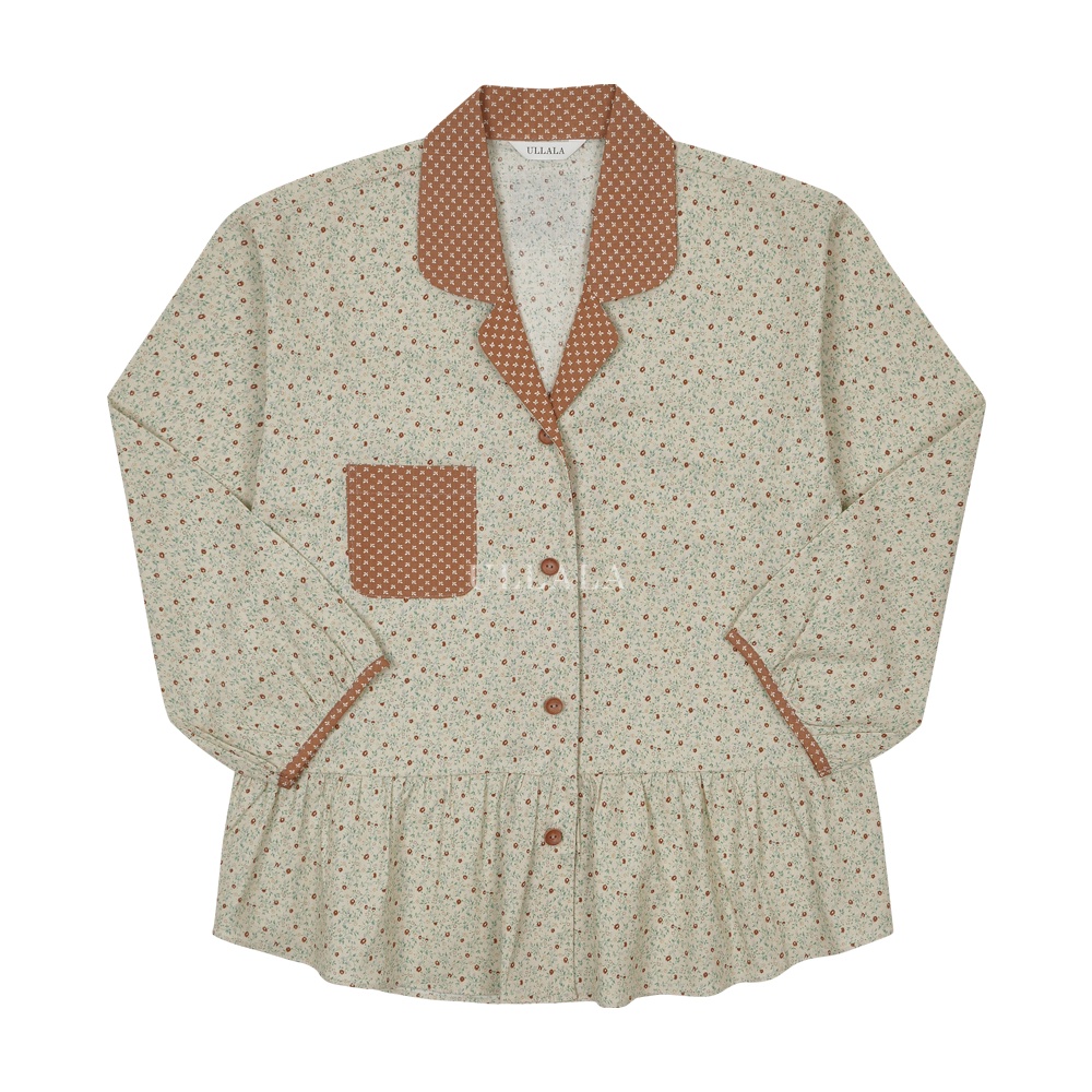 Set ngủ tay dài #Ullala hoa nhí túi cam