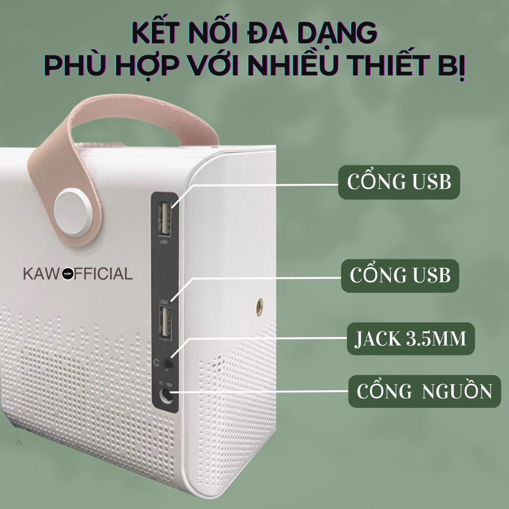 Máy chiếu mini KAW Kết nối wifi, bluetooth, dễ dàng kết nối điện thoại, máy tính