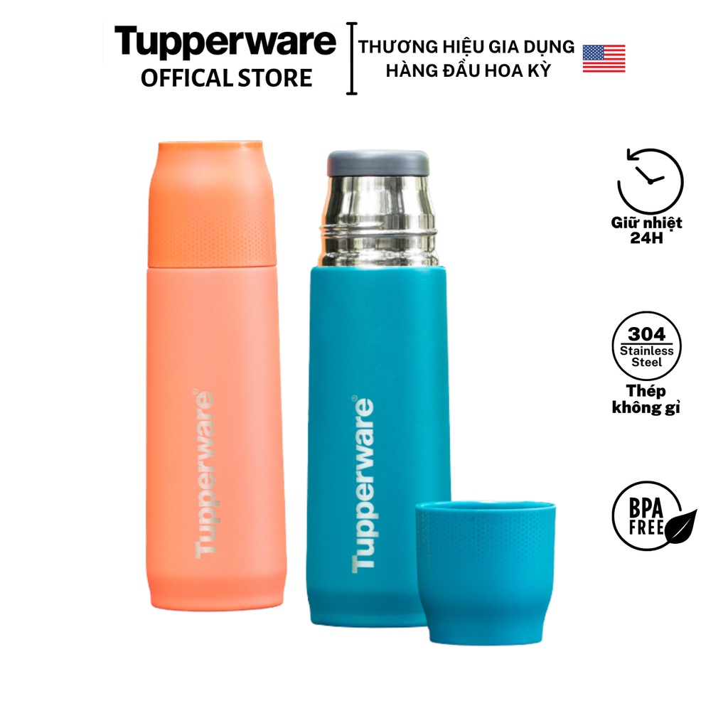 Bình giữ nhiệt Tupperware Tupp Buddy 520ml - Giữ nhiệt lên đến 24 tiếng - Lõi thép không gỉ 304 cao cấp