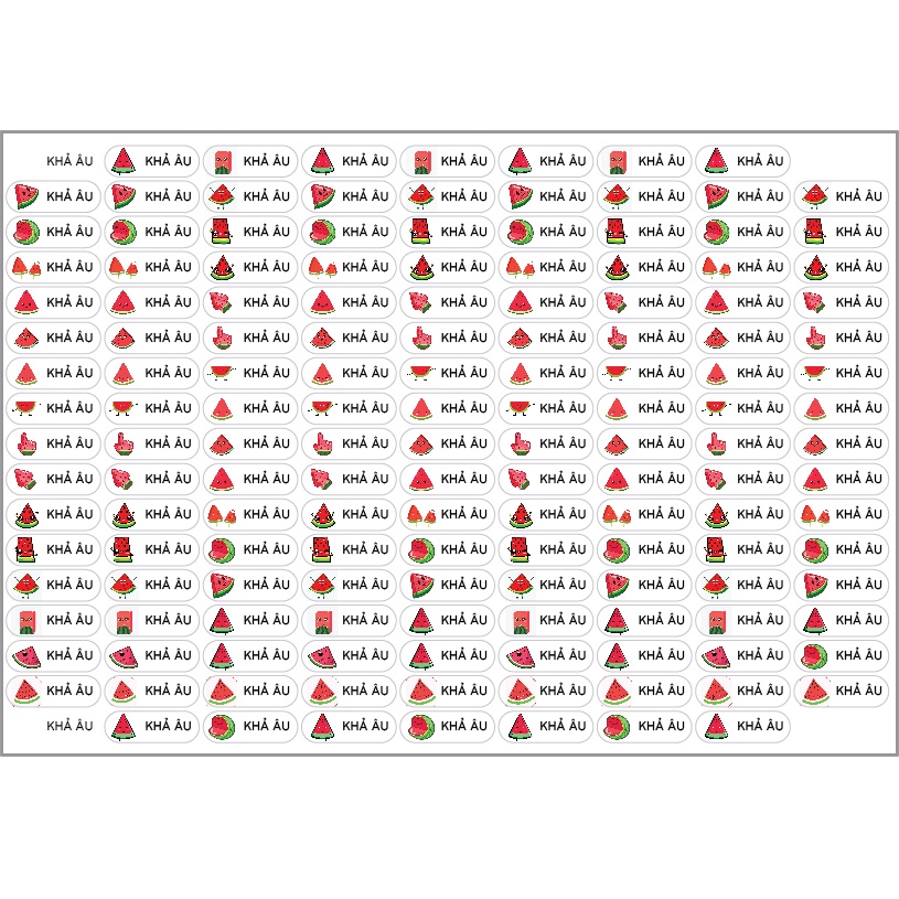 Com bo 150 Sticker tên bé các loại quả và hình yêu thích