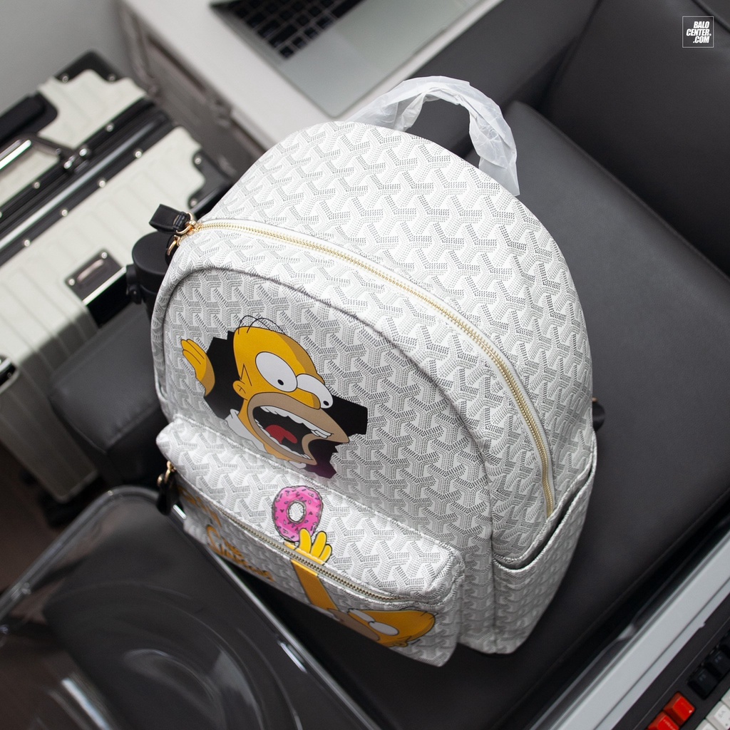 Balô Đi Học Thời Trang, Balo Du Lịch, Đi Chơi Chất Liệu Da PU Chống Thấm Cực Tốt Edmond Masion QSN The Simpsons