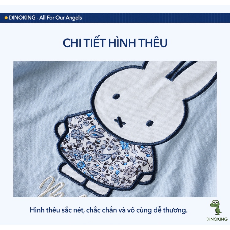 Áo thun cho bé gái DINOKING Áo phông trẻ em ngắn tay mùa hè chất cotton mềm mịn thêu nổi 3D cho bé 2 - 8 tuổi  AT11