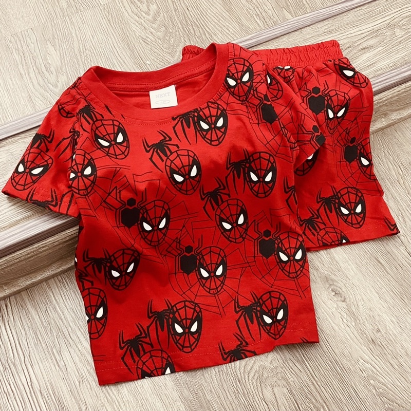 Bộ cộc tay hoạ tiết nhện đỏ next cho bé trai size từ 10-24 cân
