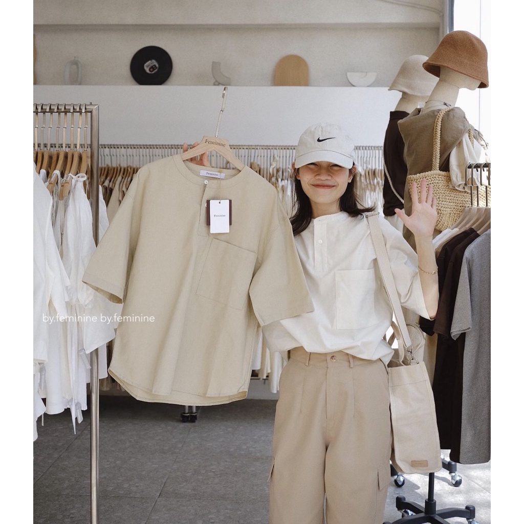 Sơ mi linen hàng cổ tàu Hari GenZ SmCOTAU0104