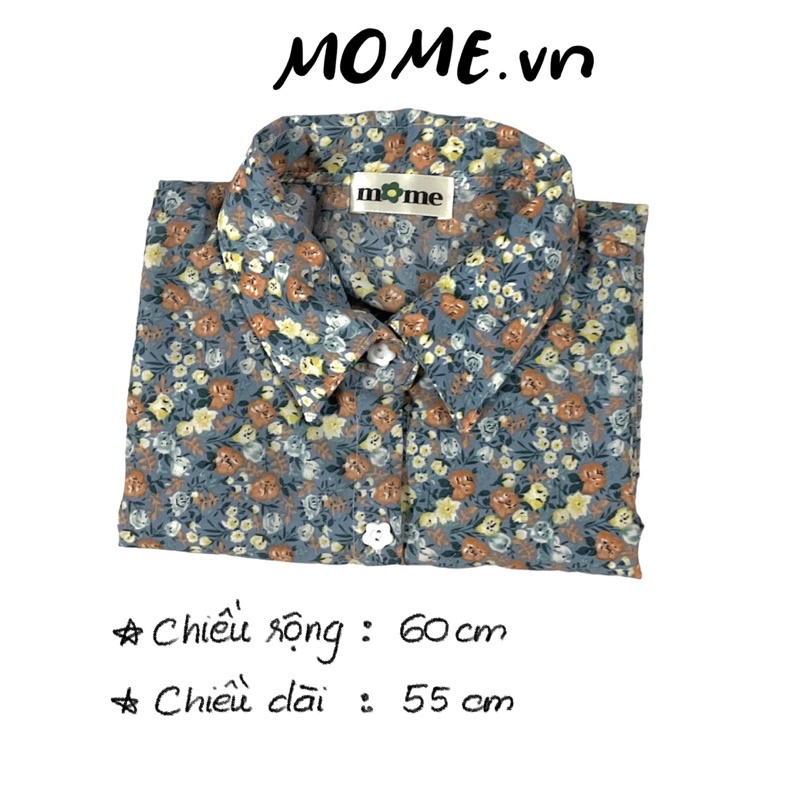 Sơ mi hoạ tiết Vintage tay ngắn ll 1 bên túi ll Dáng Croptop Oversized - MOME.VN