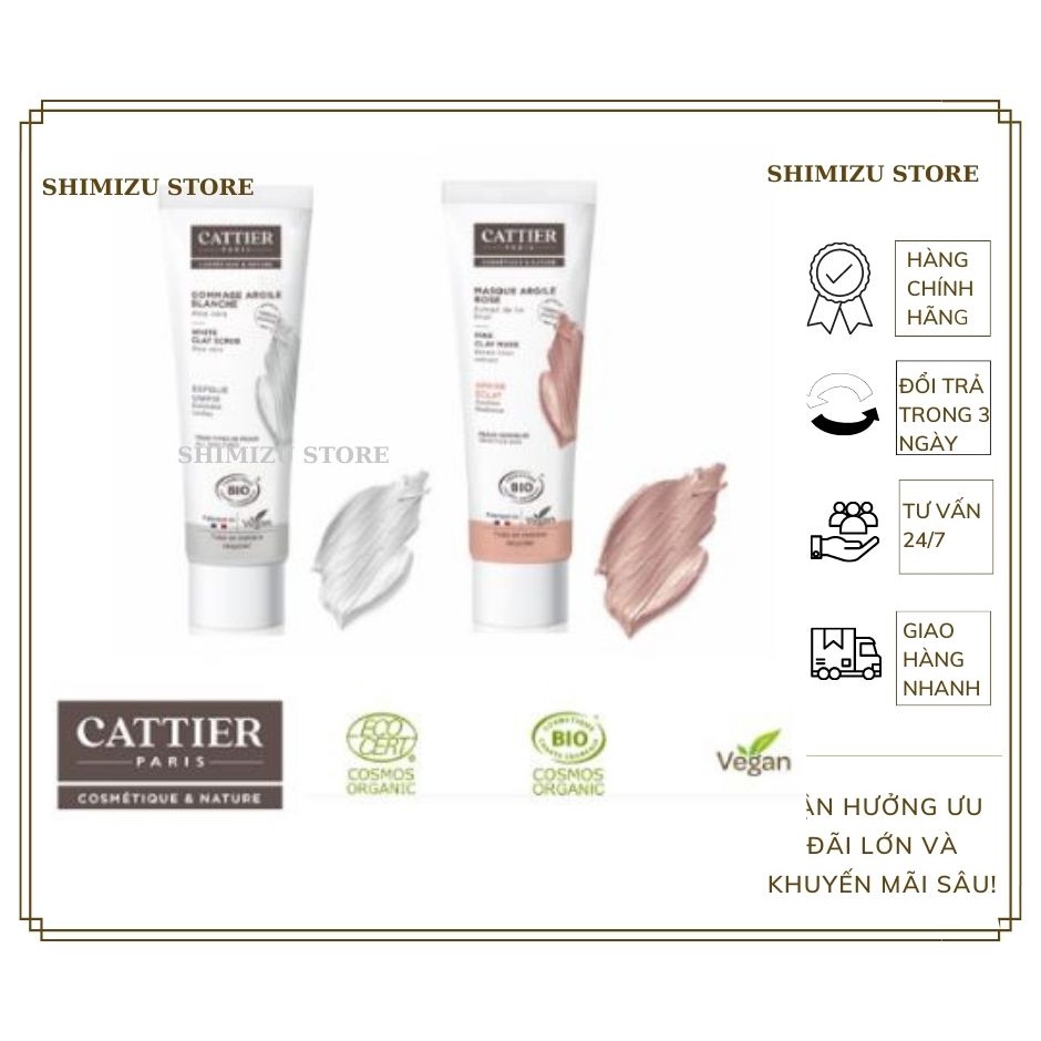 Bản Pháp hàng Nội địa (mẫu mới) - Mặt nạ đất sét trắng da Cattier gommage argile aloe vera 100ml