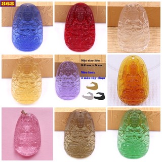 Mặt dây chuyền Phật Thiên Thủ Thiên Nhãn Đá Pha lê Size lớn 5cm - Hộ mệnh tuổi Tý - Tặng kèm móc inox