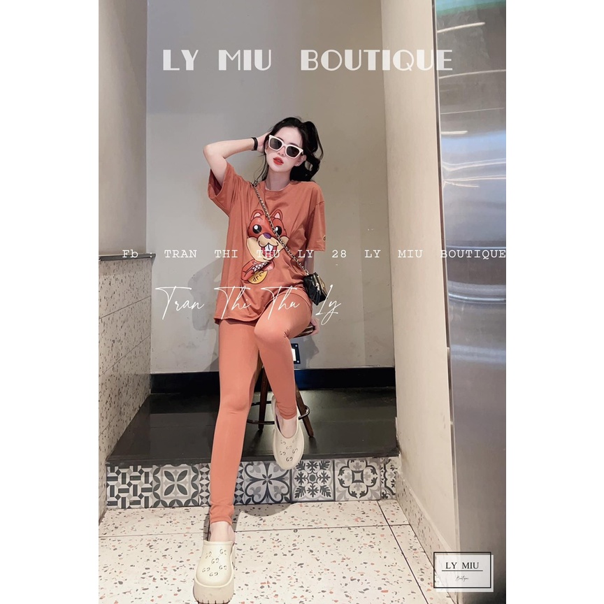 [3.3 Sales Freeship] Set bộ thun in hình con sóc áo from rộng phối quần ôm dài, set bộ thể thao nữ nhiều màu sắc mtb